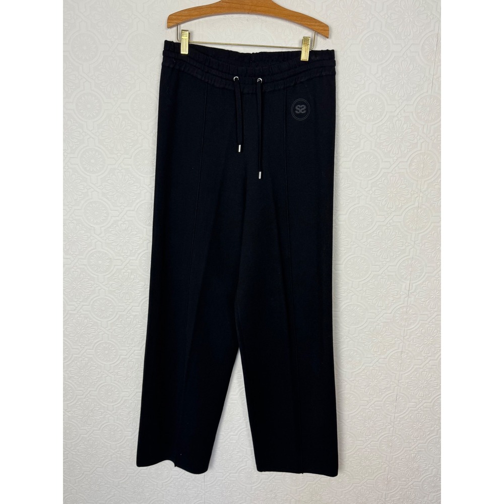 Sandro Paris Womens Black Knit Wide Leg Drawstring Pants SFPPA00944 Size‎ 1 S/M